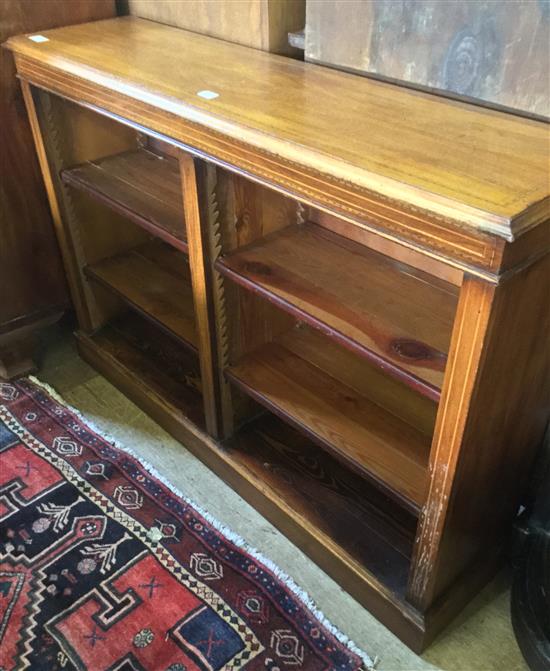 Inlaid mahogany open bookcase